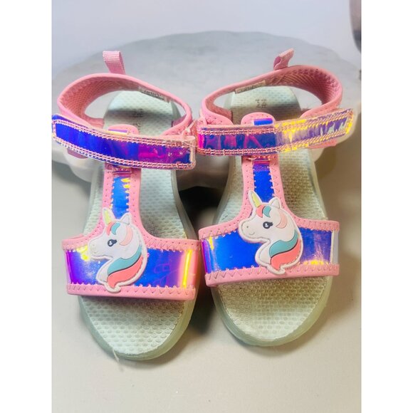 Carters Toddler Shoes Unicorn Sandals Size 12Month Pink & Holographic - Picture 1 of 4